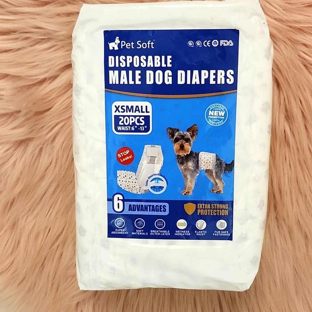 Brand New PET SOFT DISPOSABLE MALE DOG DIAPERS-XS